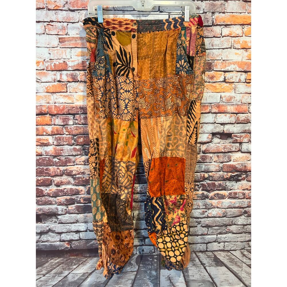 Earthbound orange patchwork jogger pants women's … - image 1